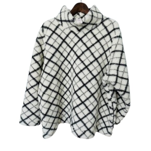 Talbots Tops - Talbots Sherpa Fleece Turtleneck Pullover Sweatshirt Plus Size Plaid 3X NWT